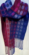 Load image into Gallery viewer, Handwoven Scarf in Violet and Blue Dots
