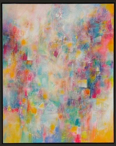 softly vibrant colors-yellow, red, blues in a softly abstract image