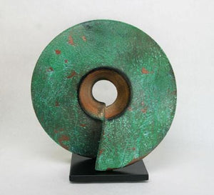 Wow, ceramic sculpture in verde patina 12 " x 12"