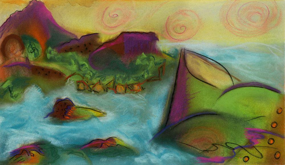 Plum Islet, pastel