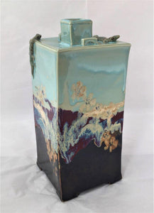 Square Ceramic Bottle with Salamanders