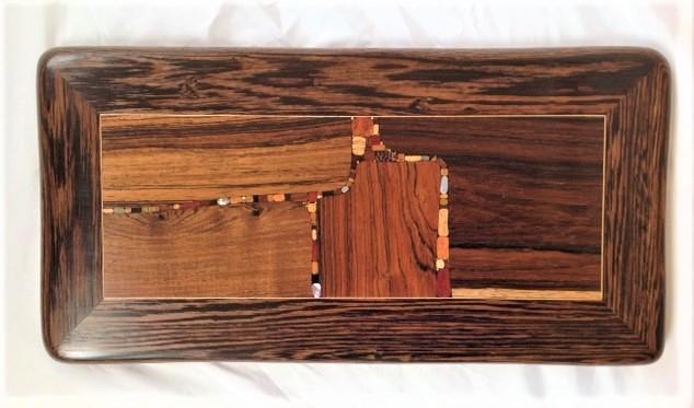 Orange Square, wood inlaid wall art