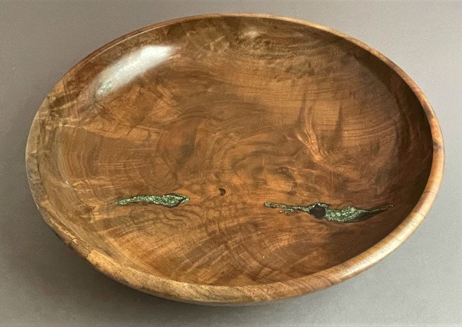 Black Walnut Bowl with Fuschite Inlay