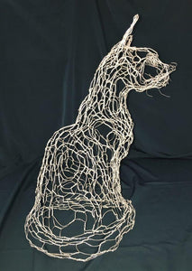 Silver Wire Cat Sculpture