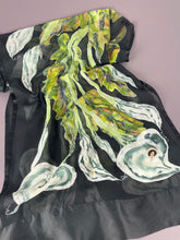 Load image into Gallery viewer, Calla Lilies on Black Silk Hand-Painted Wrap/Scarf
